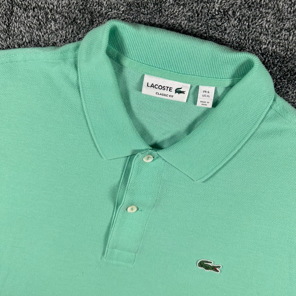 Lacoste Polo Shirt Mens XL Classic Fit Mint Green Short Sleeve Pique Logo